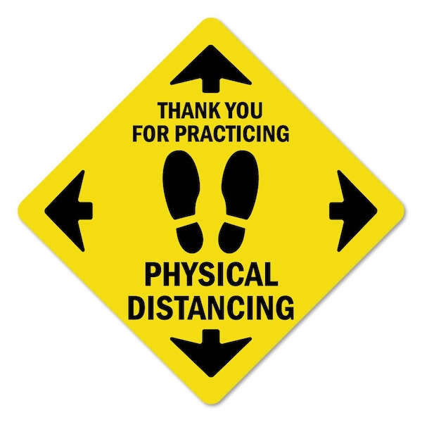 Thank You For Practicing Safe Distance Non-Slip Floor Graphic, 7in Vinyl Decal, 12PK, X-7-12PK-99975